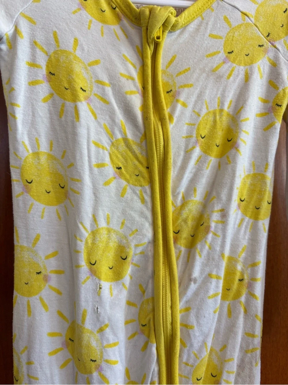 Little Sleepies White and Yellow Sun-Print Zip One-Piece